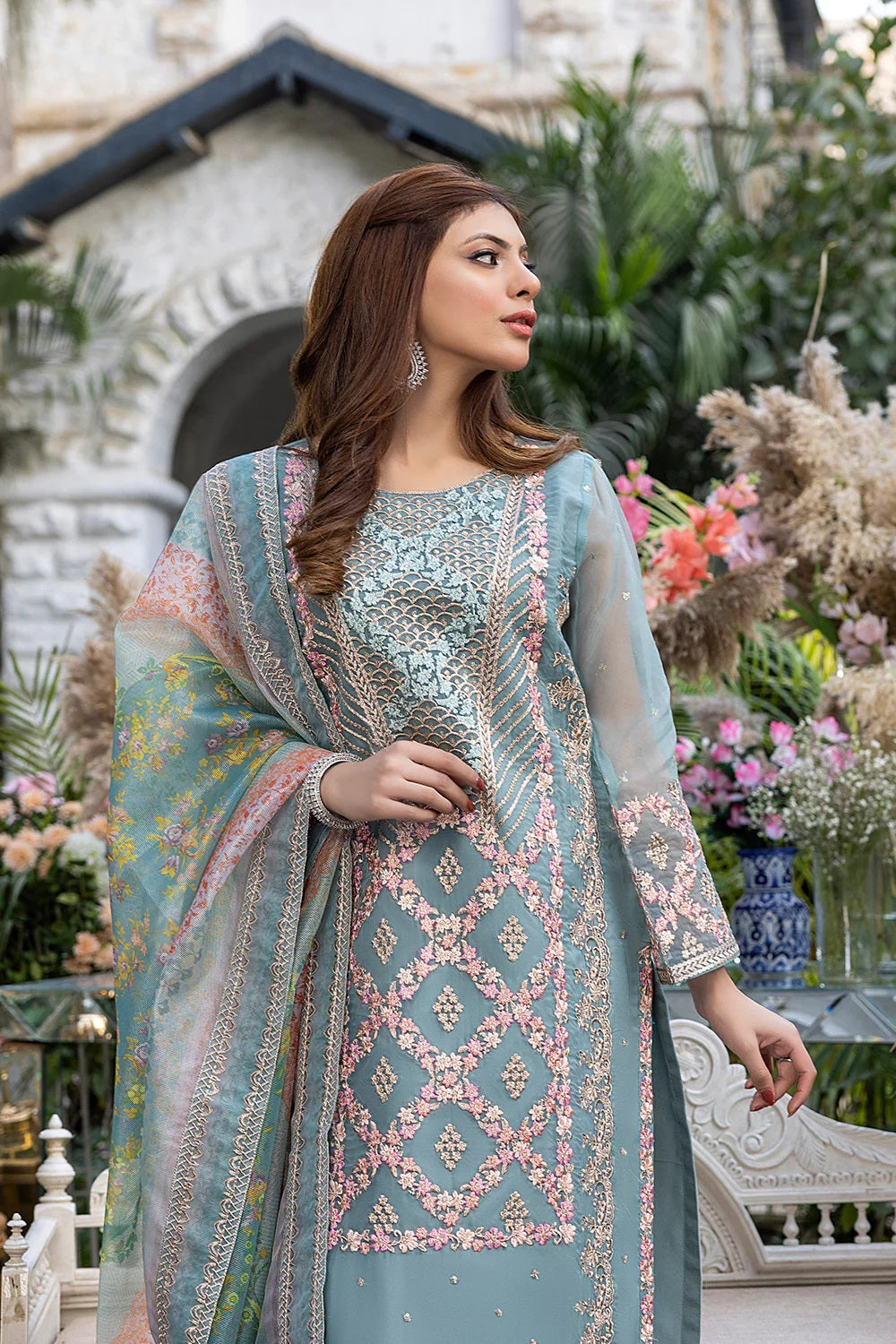 Azure Embroidered Chiffon Suits Unstitched 3 Piece AS-98 Canary