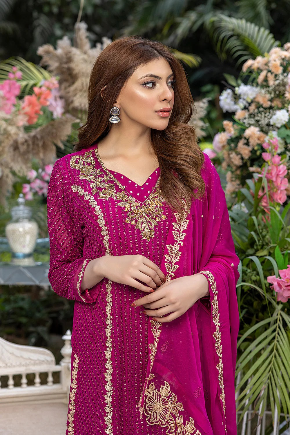Azure Embroidered Chiffon Suits Unstitched 3 Piece AS-99a Floresecene
