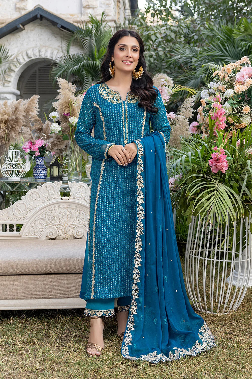 Azure Embroidered Chiffon Suits Unstitched 3 Piece AS-99 Dreamy Iris