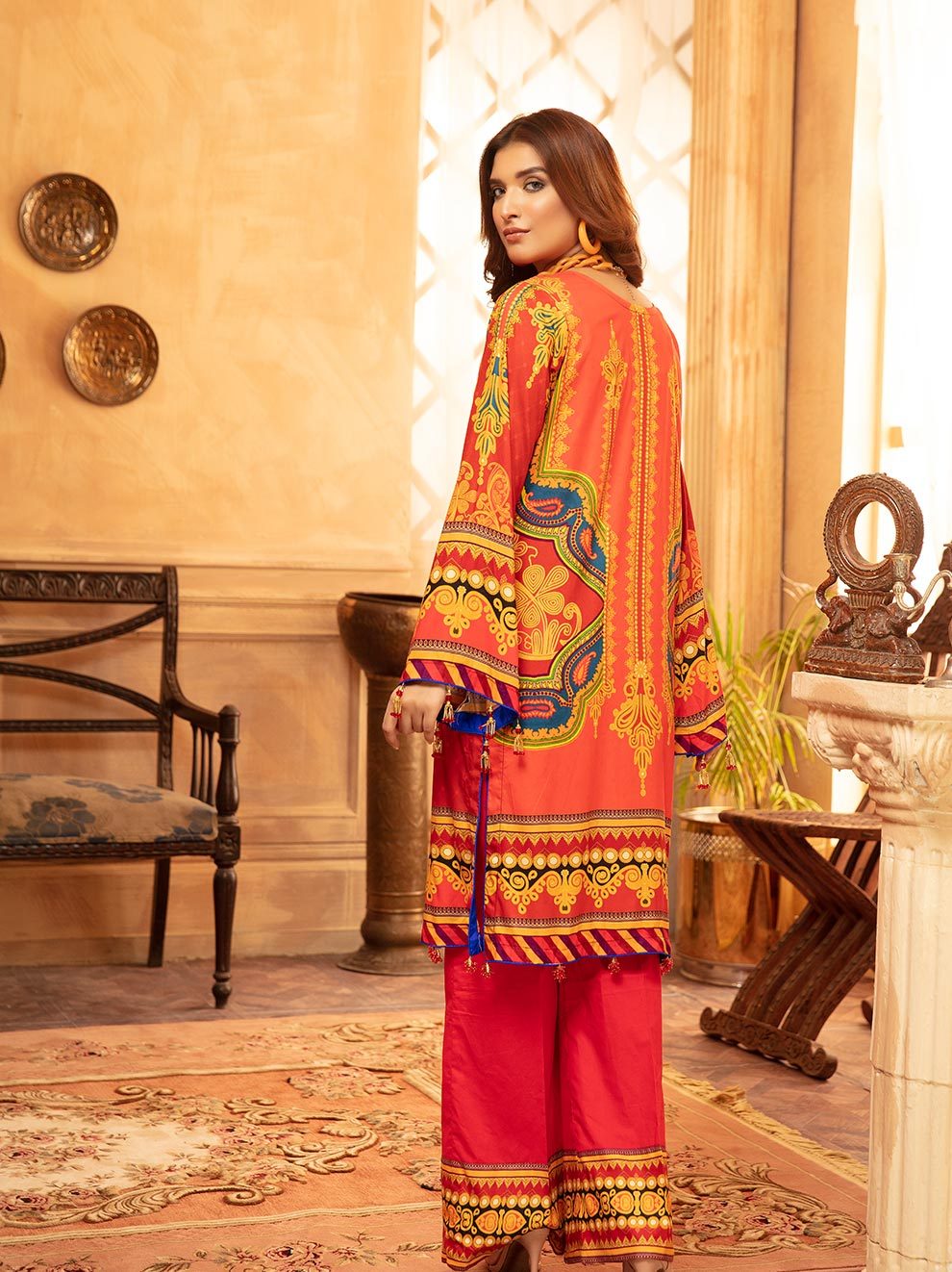 NUR Rang Barang Printed Linen Unstitched 2pc Suit - RB 09