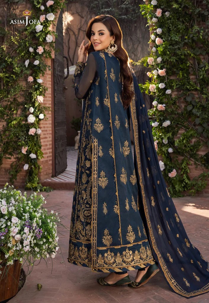 Mehr o Mah by Asim Jofa Festive Embroidered 3pc Unstitched Suit AJM-09