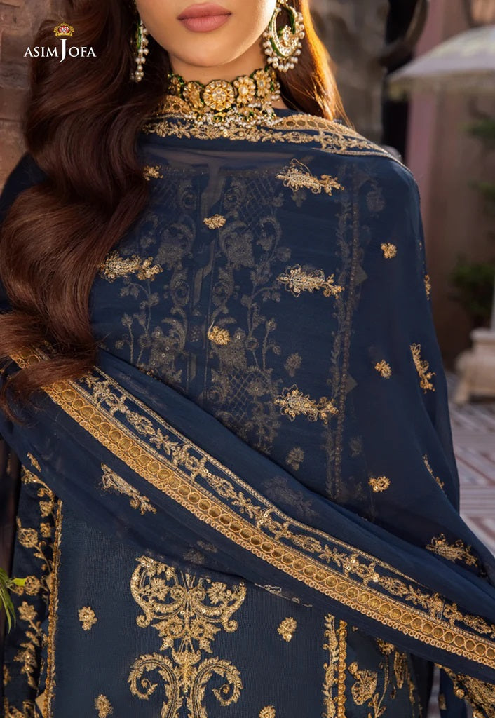 Mehr o Mah by Asim Jofa Festive Embroidered 3pc Unstitched Suit AJM-09