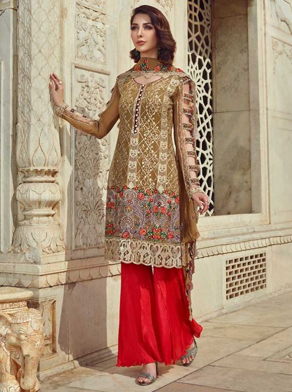 Akbar Aslam Embroidered Chiffon Unstitched 3 Piece Dress – D08