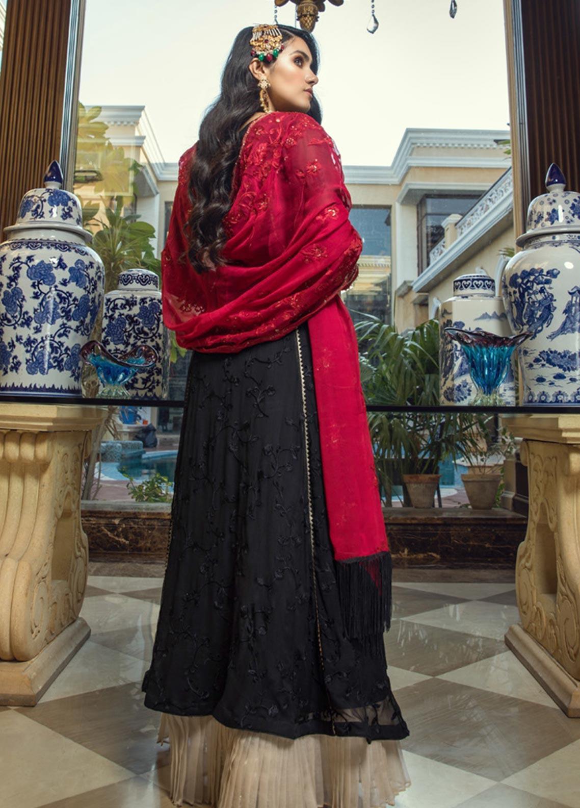 Azure Festive Embroidered Chiffon 3 Piece Unstitched Suit - D06 Fiery Grace