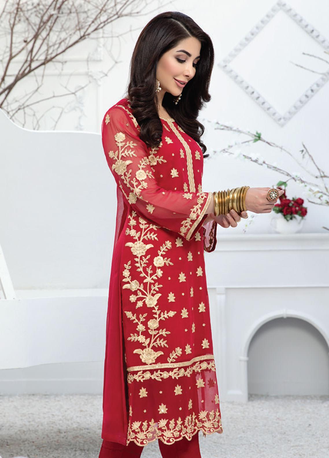 Azure Embroidered Chiffon Unstitched Kurties AZK-08 - Majestic Bloom