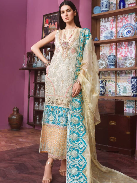 Freesia Embroidered Chiffon Unstitched 3 Piece Suit - FF 01 Offling Peace by Maryam n Maria