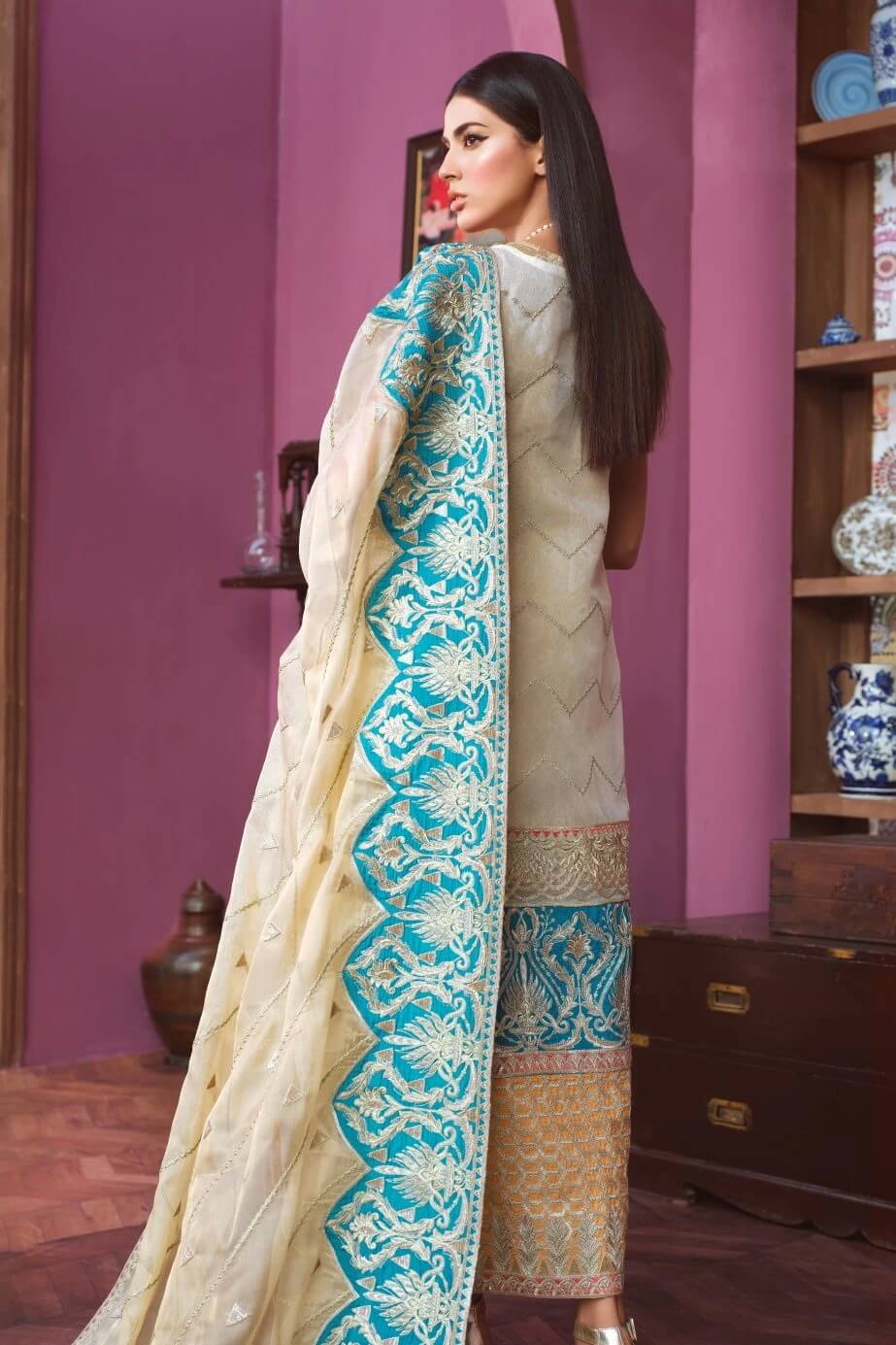 Freesia Embroidered Chiffon Unstitched 3 Piece Suit - FF 01 Offling Peace by Maryam n Maria