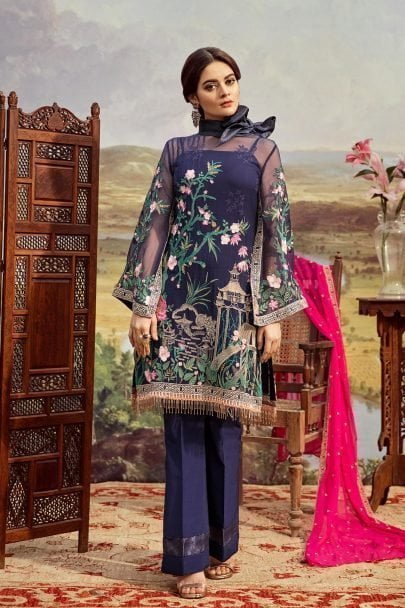 Imrozia Premium Embroidered Chiffon 3 Piece Suit - 08 The Midnight Dusk