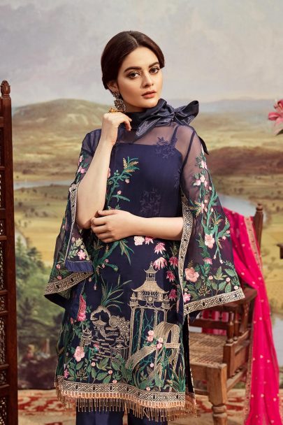 Imrozia Premium Embroidered Chiffon 3 Piece Suit - 08 The Midnight Dusk