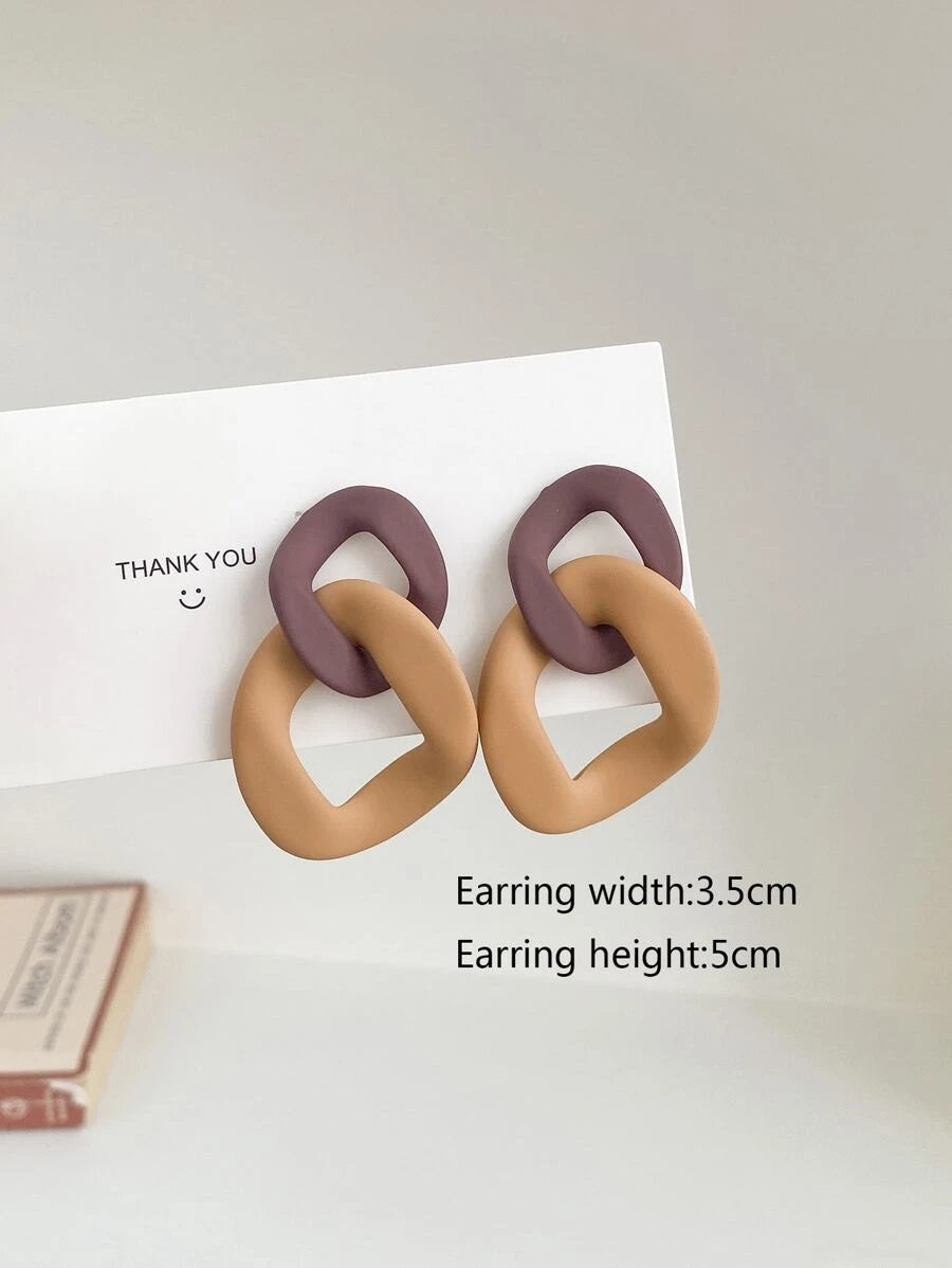 Color Block Drop Earrings - HDJ 058
