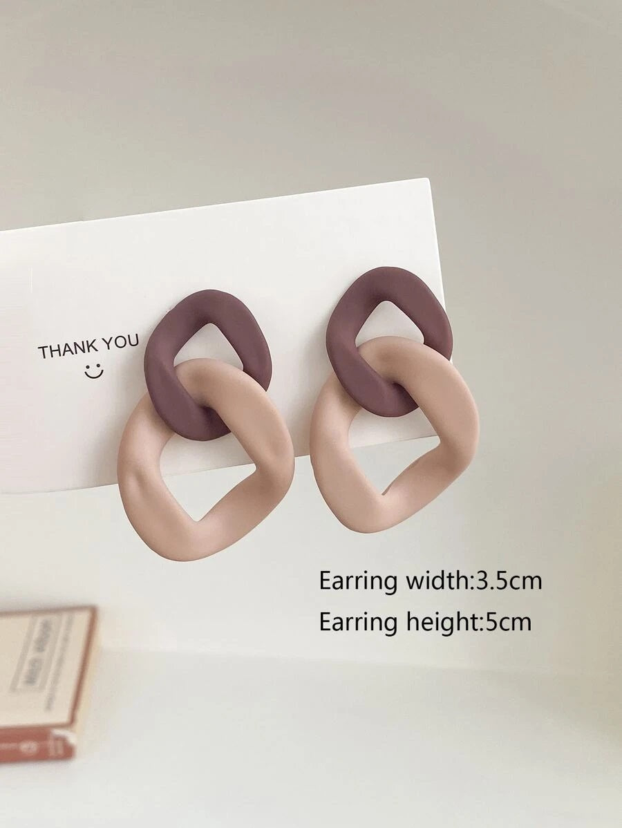 Color Block Drop Earrings - HDJ 074