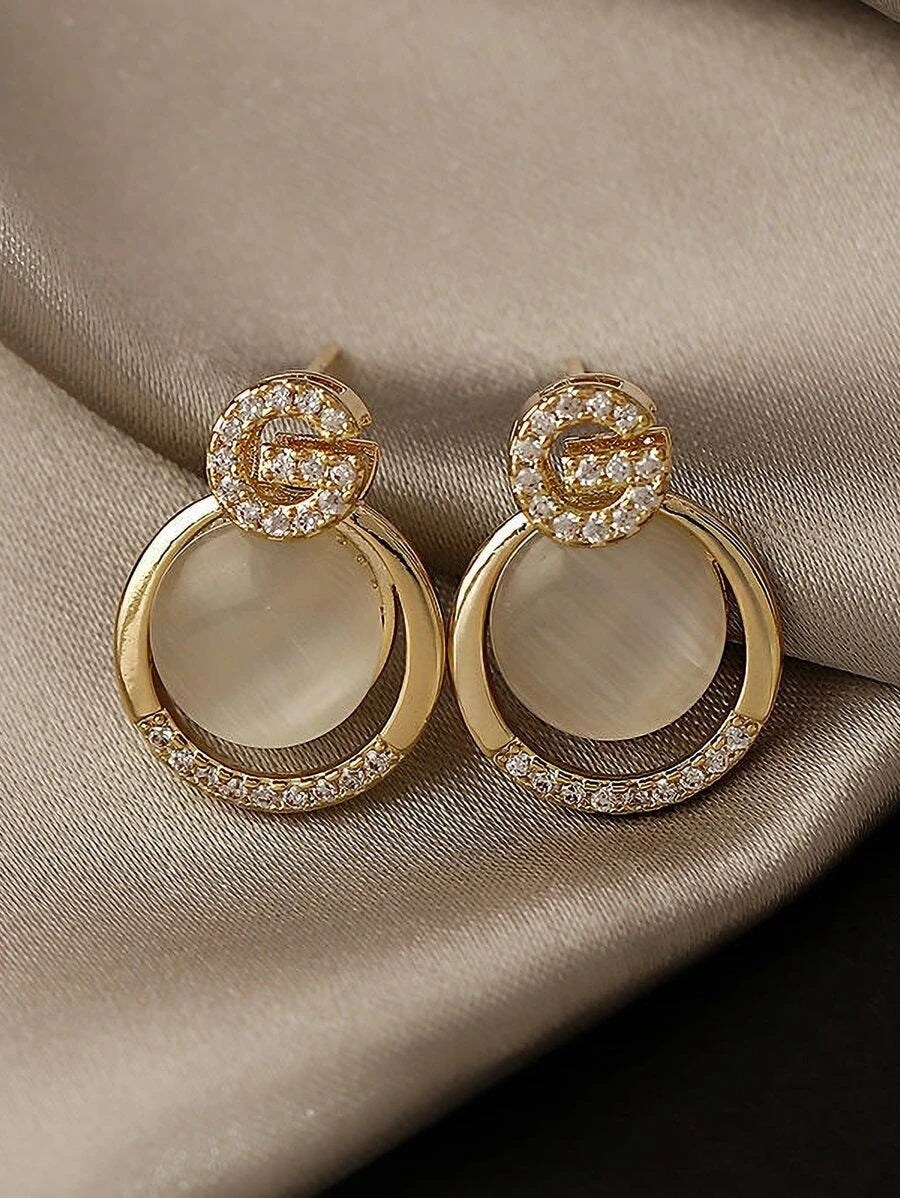 Rhinestone Round Earrings - HDJ 084
