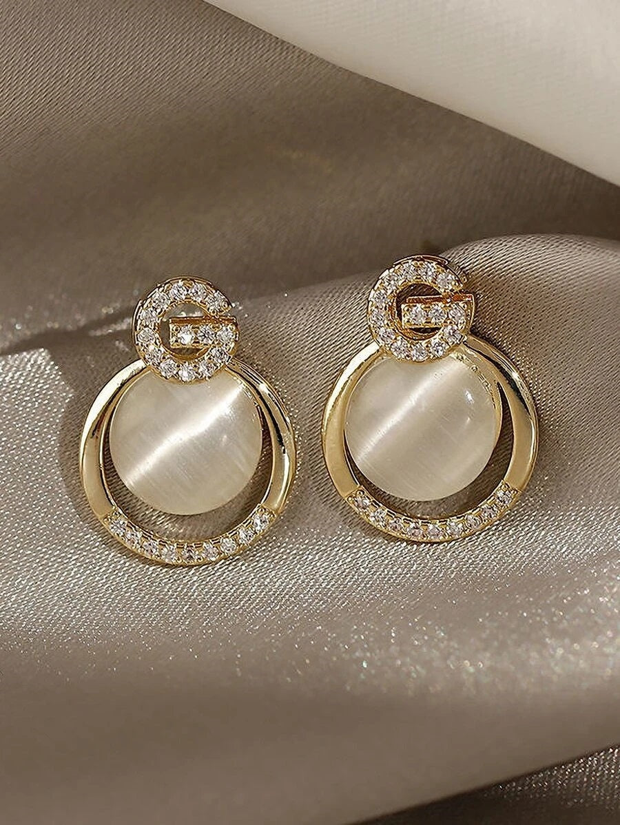 Rhinestone Round Earrings - HDJ 084