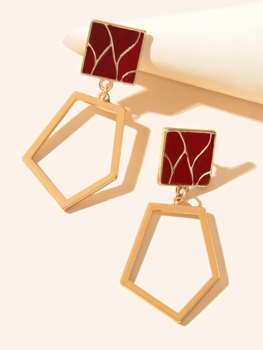 Geometric Stylish Drop Earrings - HDJ 095