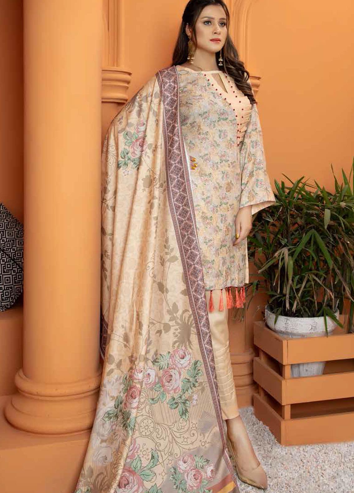 Mahajabeen Embroidered Pashmina Unstitched 3 Piece Suit by Riaz Art - 072 Winter Collection