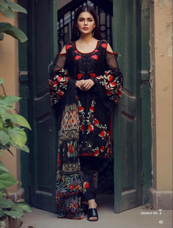 Meraki Embroidered Organza 3 Piece Unstitched Suit - 07