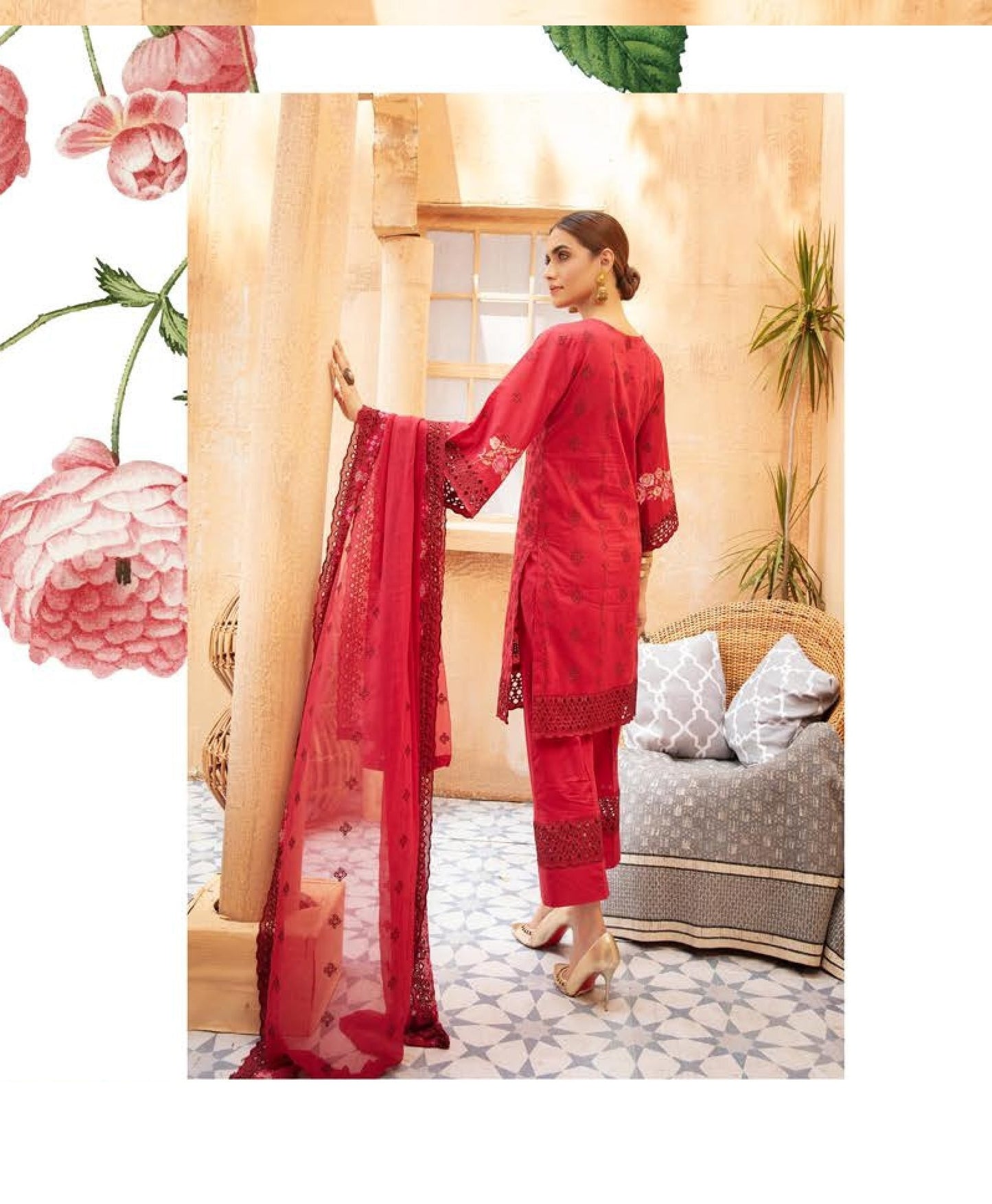 Nafasat Embroidered Chikankari Lawn Unstitched 3 Piece Suit - NK 25