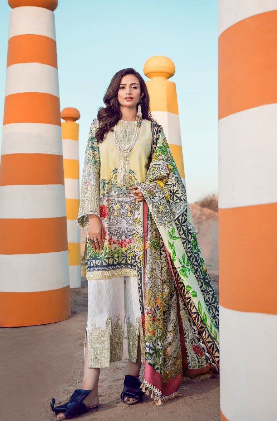 Suffuse Embroidered Lawn Unstitched 3 Piece Suit - 7 Lemonade