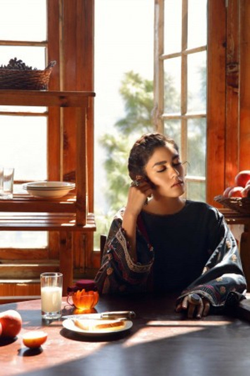 Zara Shahjahan Embroidered Linen 3 piece Unstitched Suit with Shawl - Arsh Winter Collection