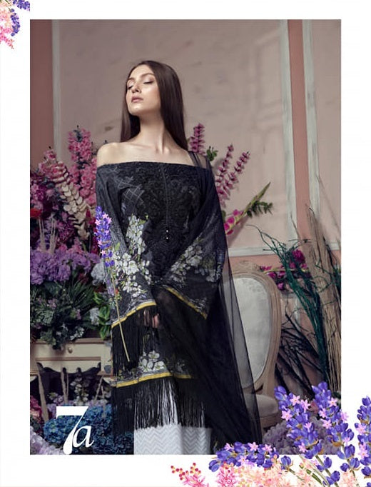 Aayra Embroidered Lawn 3 Piece Unstitched Suit - 7A
