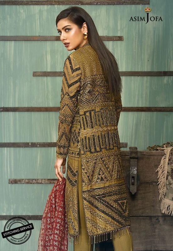 Asim Jofa Luxury Cotton Net Unstitched 3 Piece Suit – 1B