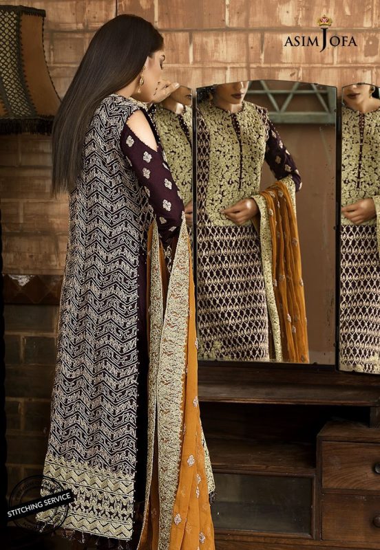 Asim Jofa Luxury Cotton Net Unstitched 3 Piece Suit – 4A