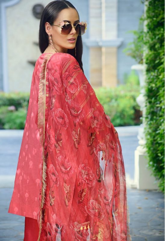 AUJ Festive Embroidered Lawn Unstitched 3 Piece Suit - D13
