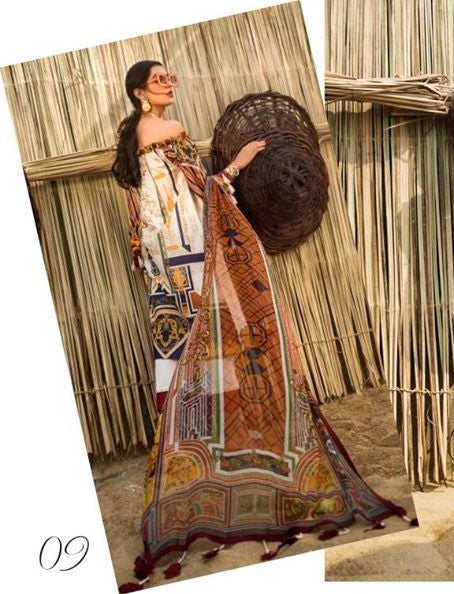 Ayesha Ibrahim Embroidered Lawn Unstitched 3 Piece Suit - 09 Dhalia