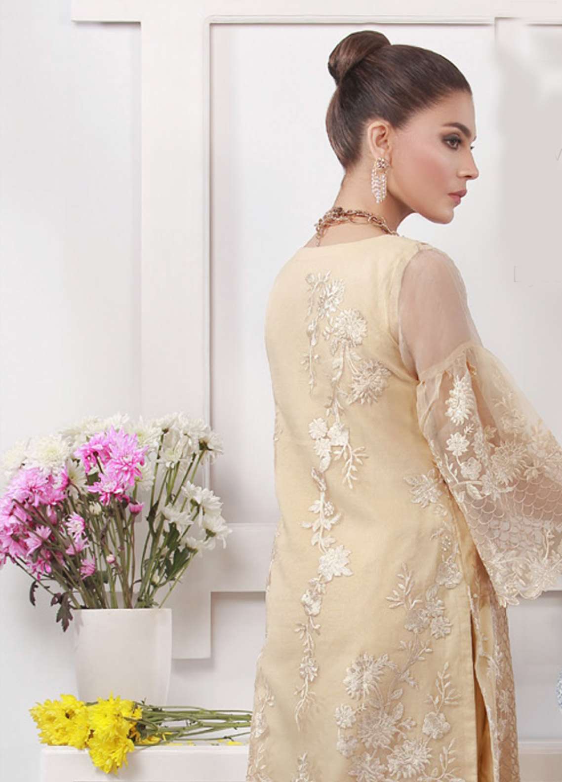 Azure Festive Embroidered Organza 3 Piece Unstitched Suit - D03 Golden Eleanor