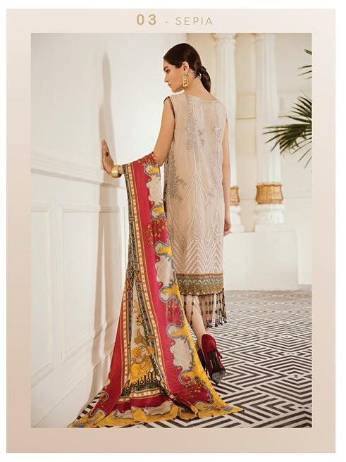 Baroque Chantelle Embroidered Chiffon Unstitched 3 Piece Suit - 03
