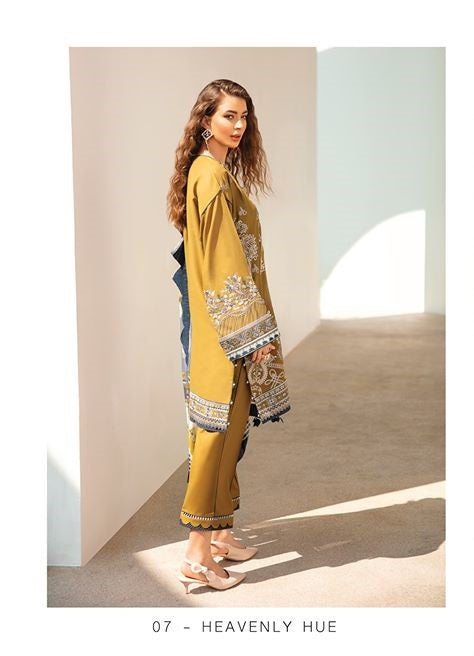 Baroque Embroidered Swiss Voile Unstitched 3 Piece Suit - 07 HEAVENLY HUE