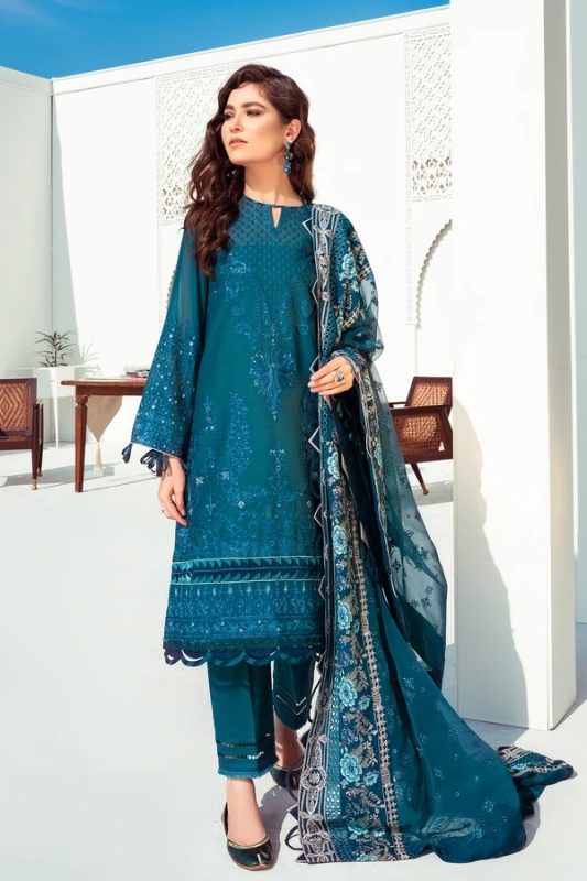 Baroque Embroidered Swiss Voile Unstitched 3 Piece Suit - 07 Calendula