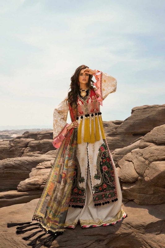 Crimson Luxury Embroidered Lawn Unstitched 3 Piece Suit - 3b