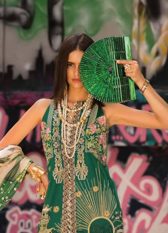 Crimson Luxury Embroidered Lawn Unstitched 3 Piece Suit - 4a