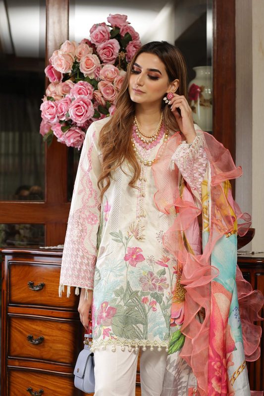 Crimson Luxury Embroidered Lawn Unstitched 3 Piece Suit - 9b