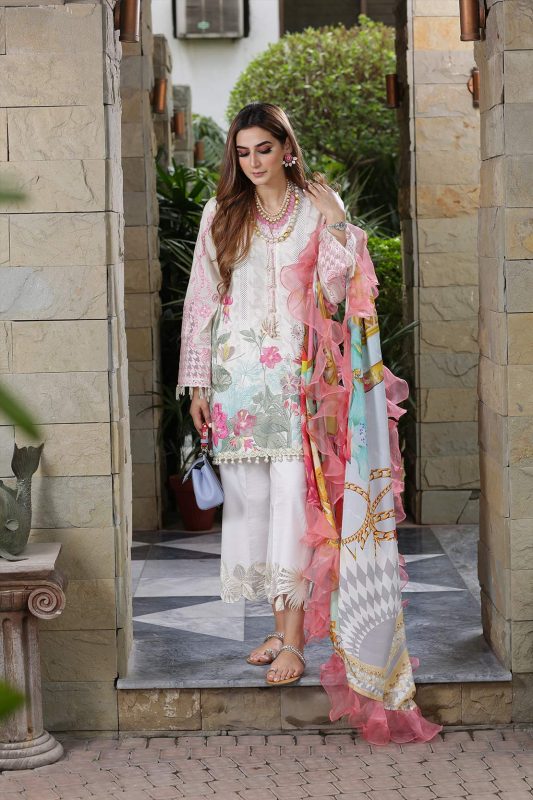 Crimson Luxury Embroidered Lawn Unstitched 3 Piece Suit - 9b