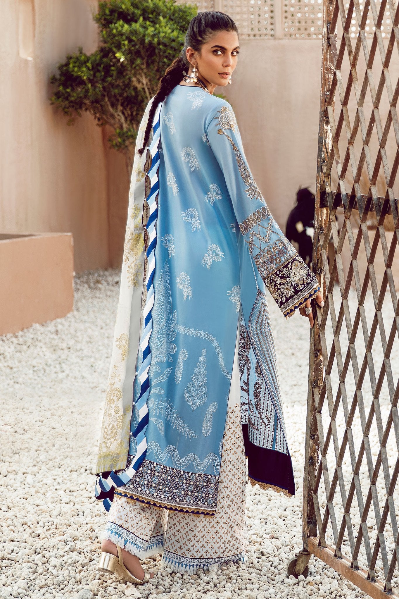 Elan Festive Embroidered Lawn Unstitched 3 Piece Suit - EF 04 AZZURA