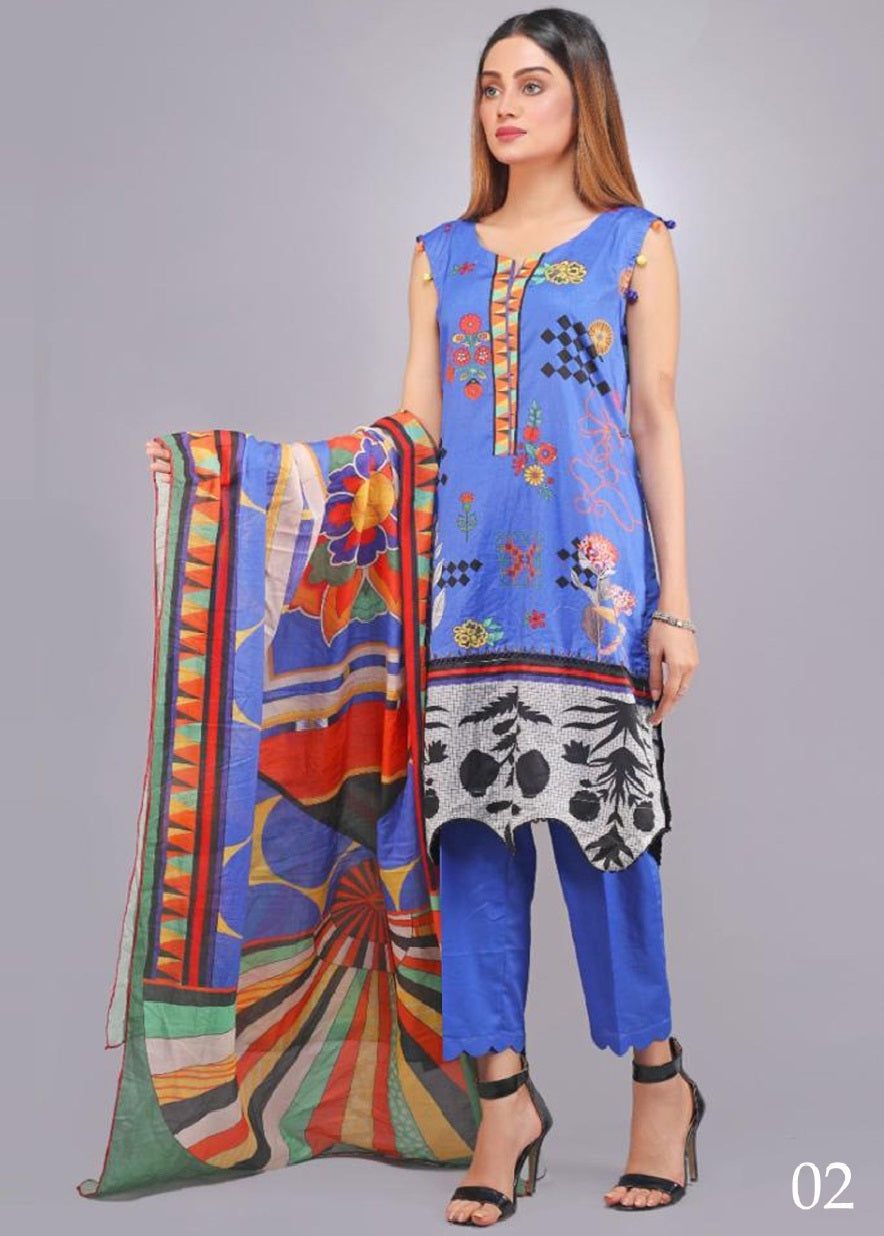 Deeba by Shariq Textile Digital Printed Lawn 3 Piece Unstitched Dress - 03