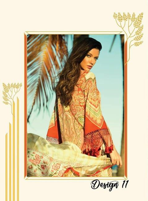 Faraz Manan Embroidered Lawn Unstitched 3 Piece Suit - 11