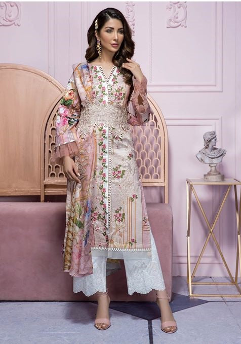 Firdous Embroidered Eid Lawn Unstitched 3 Piece Suit - EE 19215