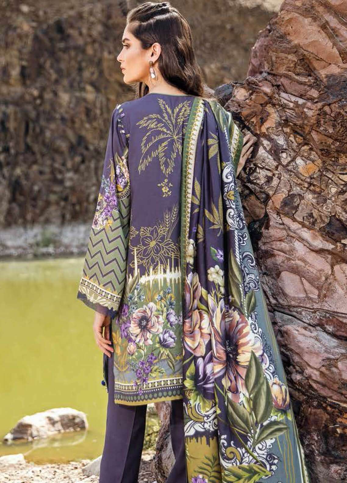 Baroque Fuchsia Embroidered Linen Unstitched 3 Piece Suit - FL-06