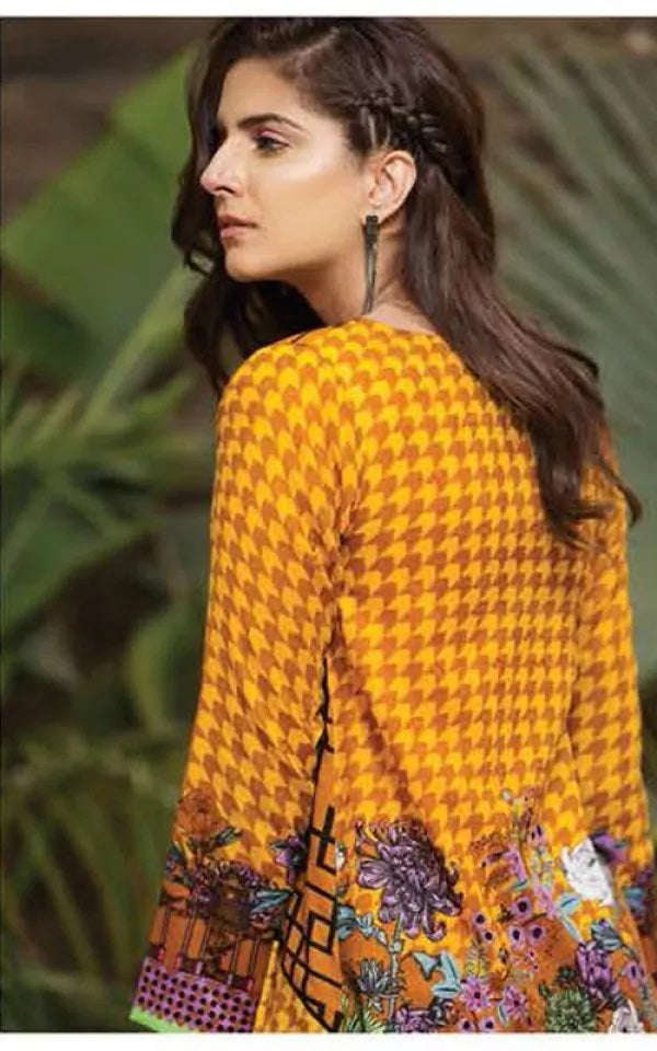 Ittehad German Embroidered Lawn Unstitched 3 Piece Suit - 9010 A