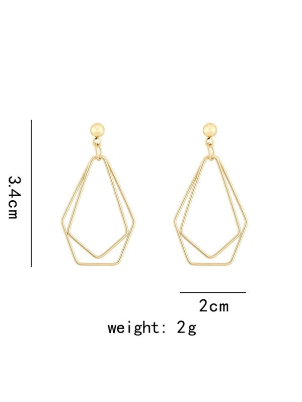 Hollow Out Geo Drop Earrings - HDJ 090
