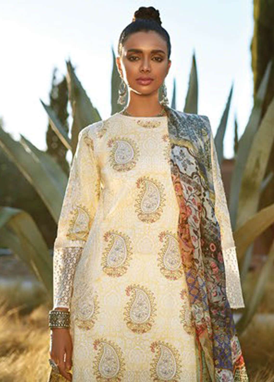 Zara Shahjahan Luxury Embroidered Lawn Unstitched 3 Piece Suit - MInah A