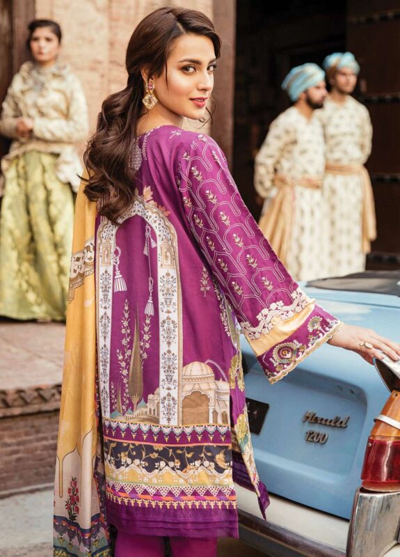 Qalamkar Embroidered Lawn Unstitched 3 Piece Suit – 07 Morvarid
