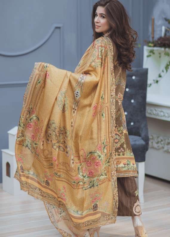 Rang Rasiya Premium Embroidered Lawn Unstitched 3 Piece Suit - 9B Black Swan