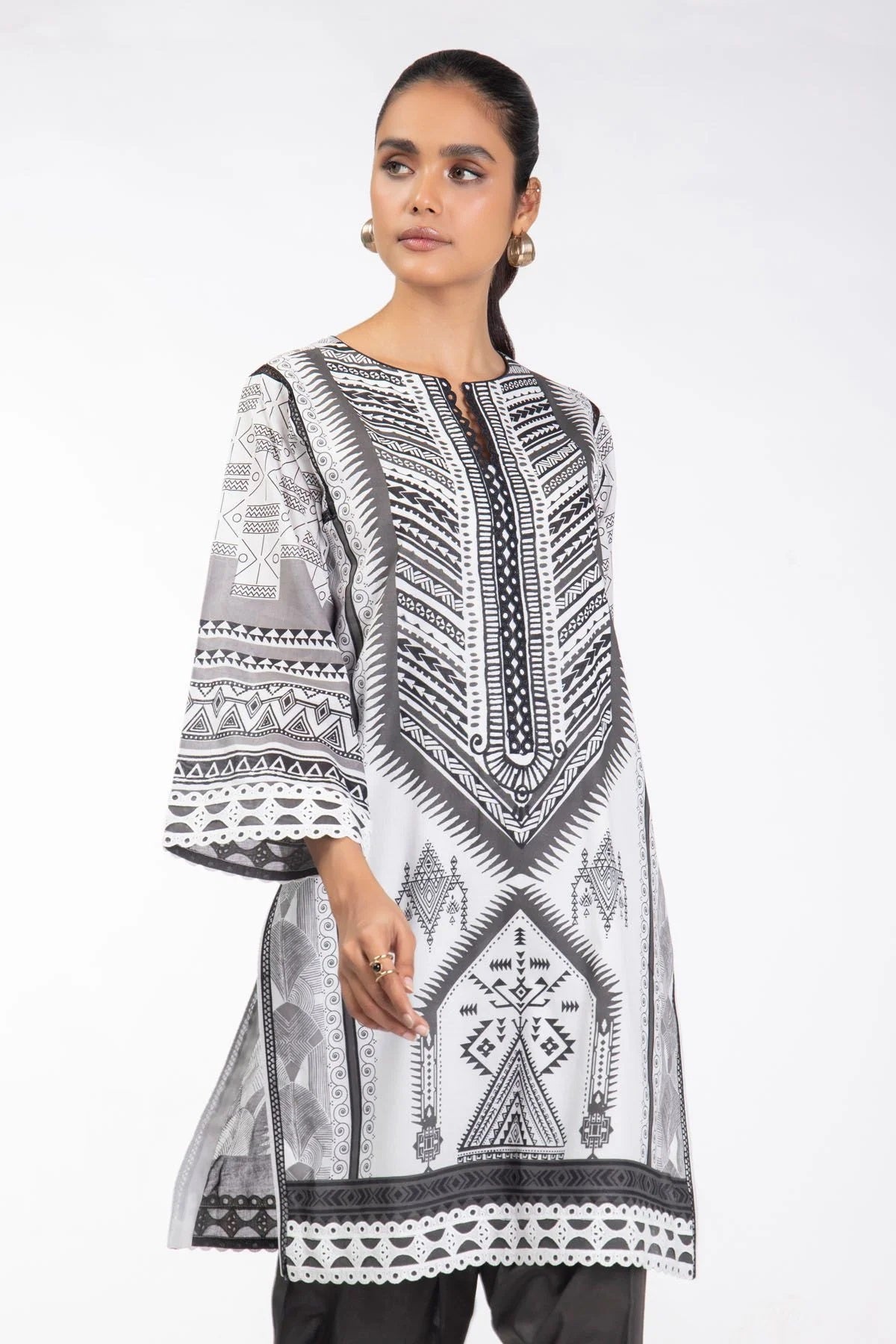Al Karam Printed Lawn Suits Unstitched 2 Piece SS-06-22-2-White - Summer Collection