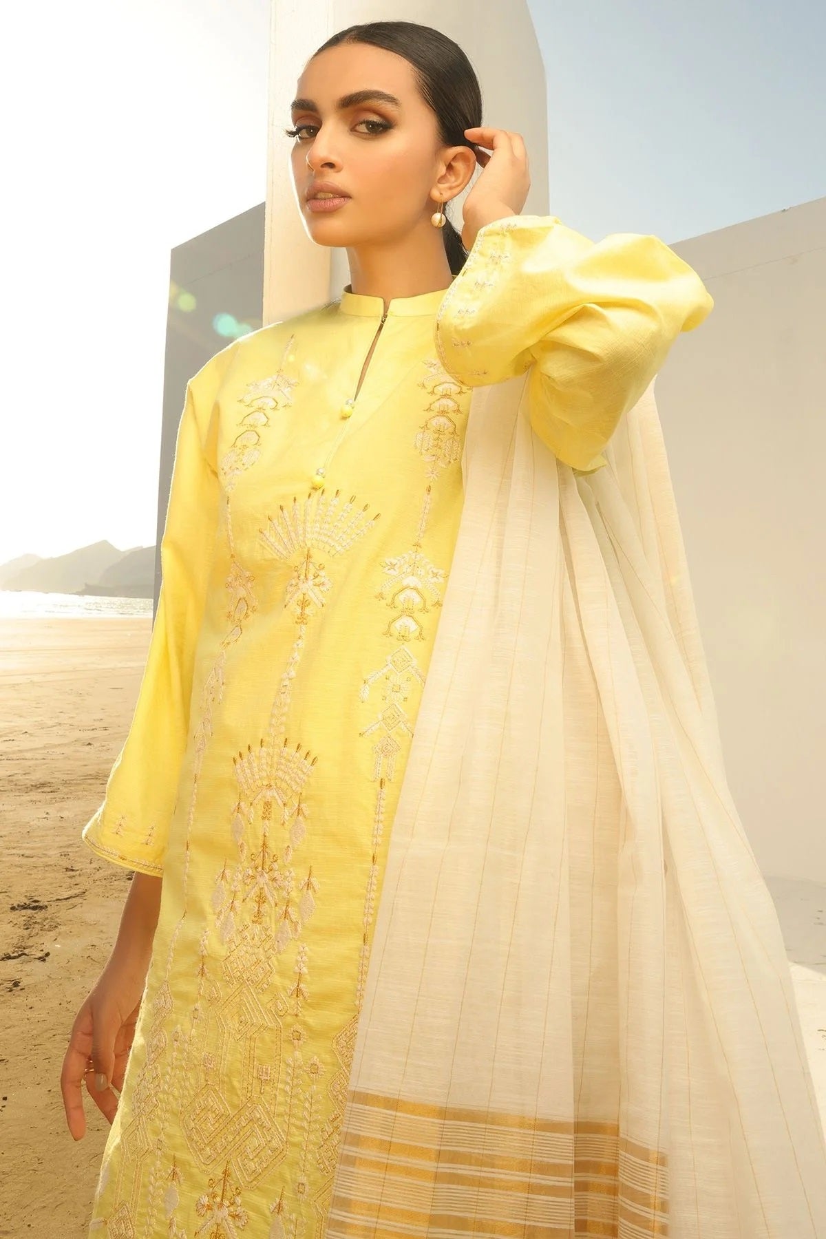 Al Karam Embroidered Suits Unstitched 3 Piece SS-1.1-A-22-2-Lime Green - Summer Collection
