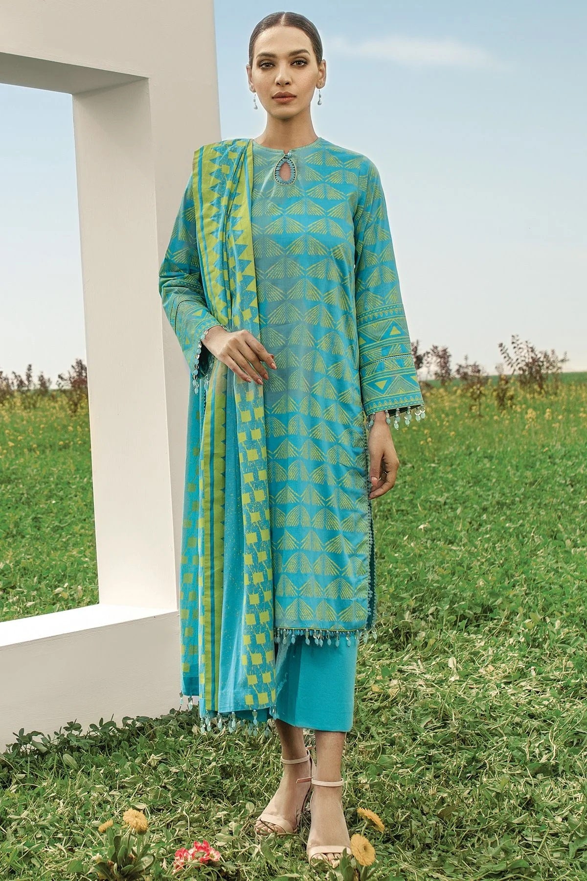Al Karam Printed Lawn Suits Unstitched 3 Piece SS-26.1-22-2-Blue - Summer Collection