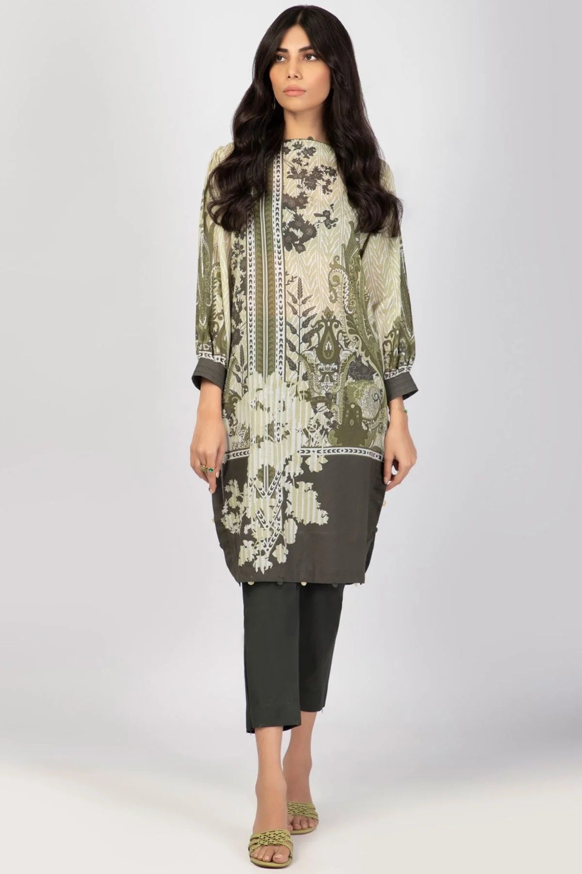 Al Karam Printed Lawn Suits Unstitched 2 Piece SS-53-22 Green - Summer Collection